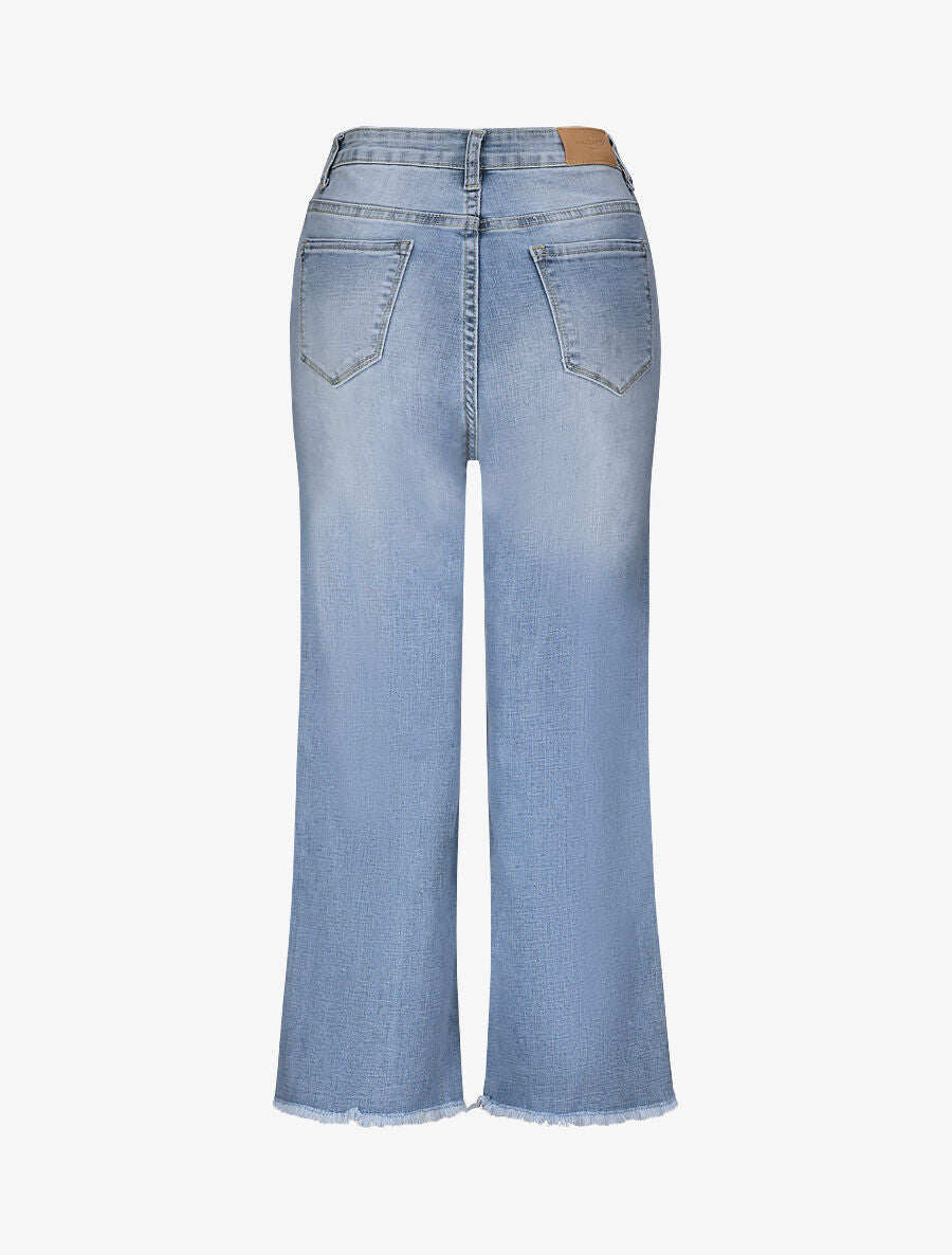 Jean large 7/8 taille haute et bords coupe franche - Bleu clair - 2