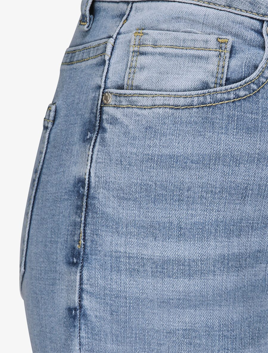 Jean large 7/8 taille haute et bords coupe franche - Bleu clair - 3