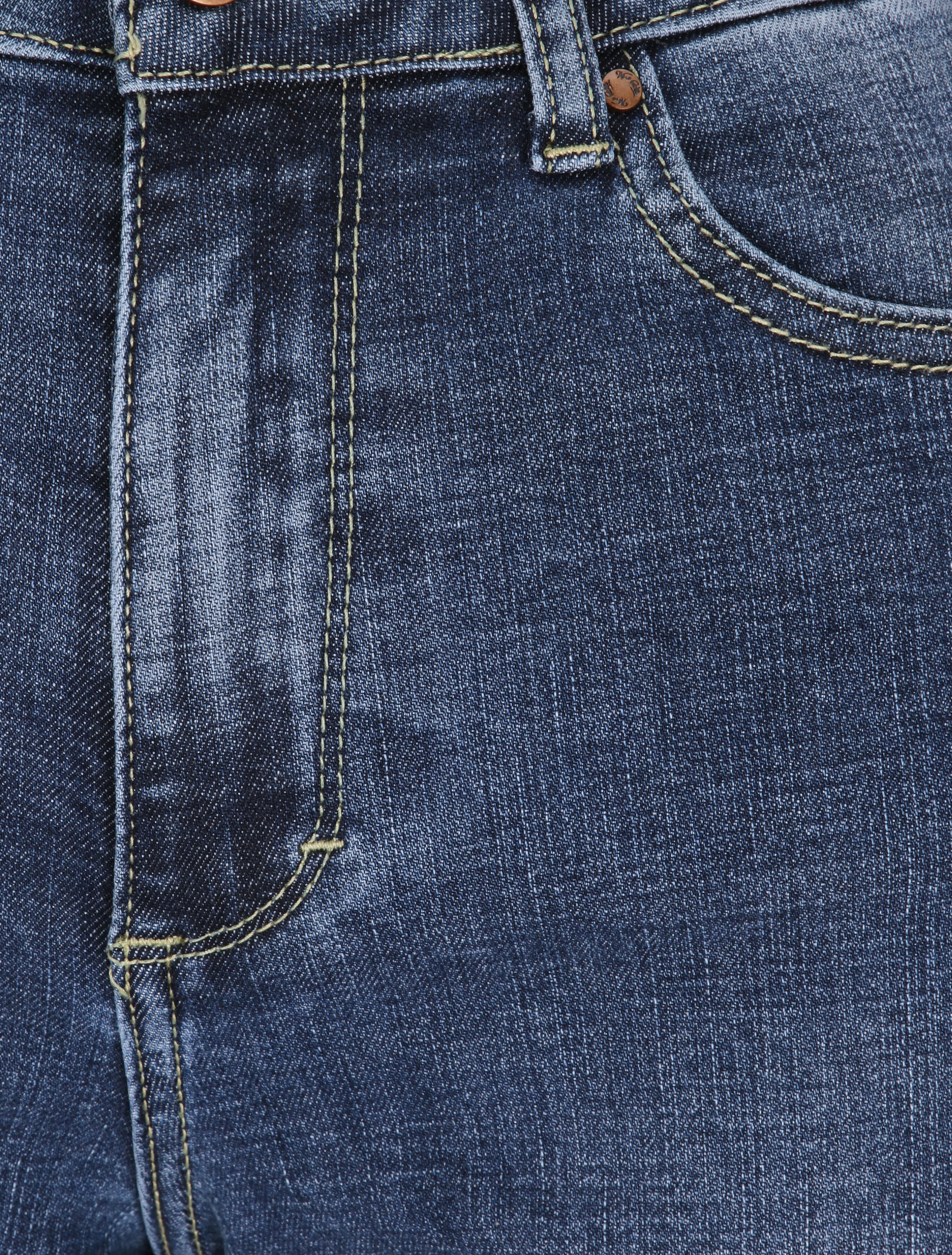 Jean large délavé taille haute - Bleu denim - 3