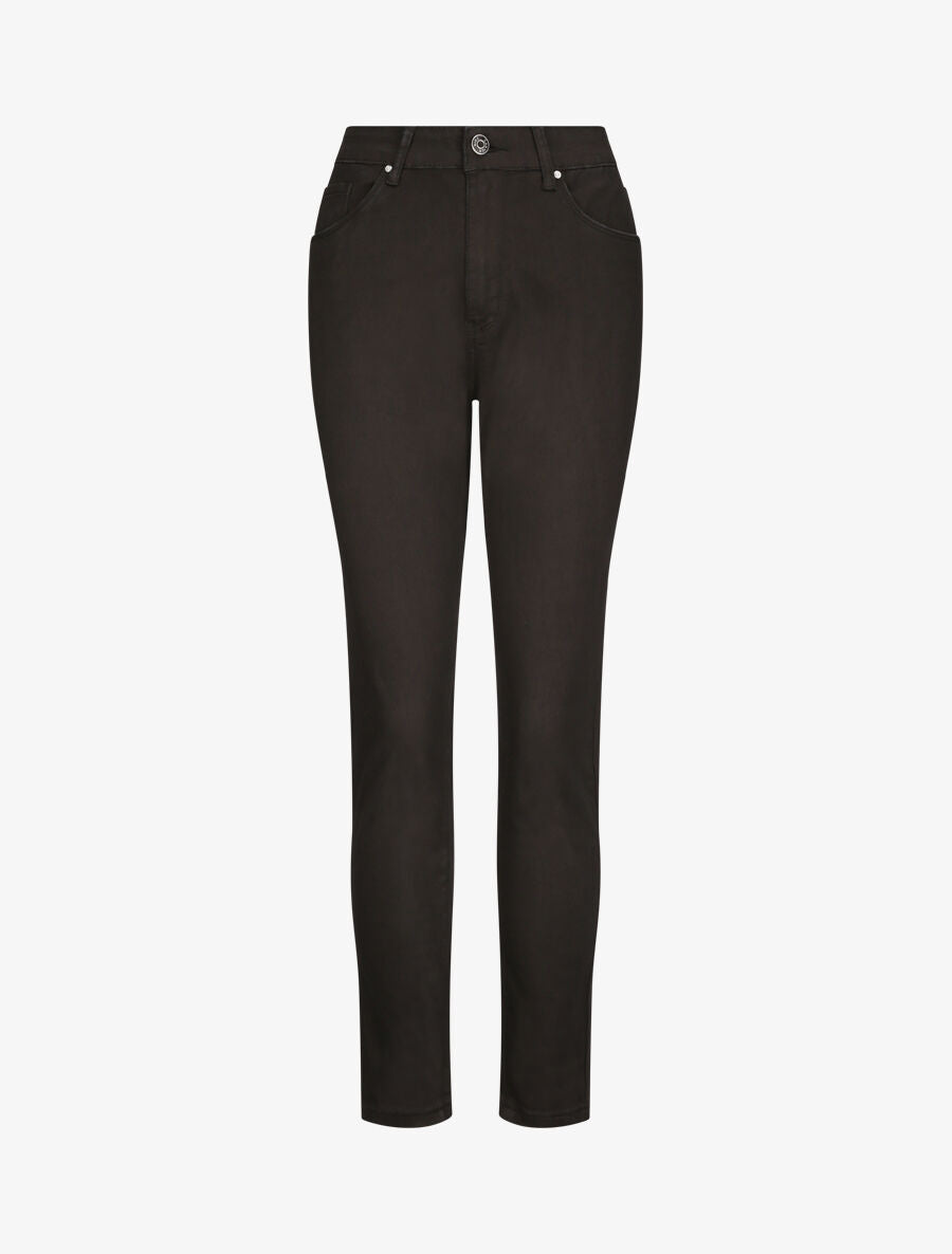 Jean grande taille slim uni à taille haute - Noir - 1