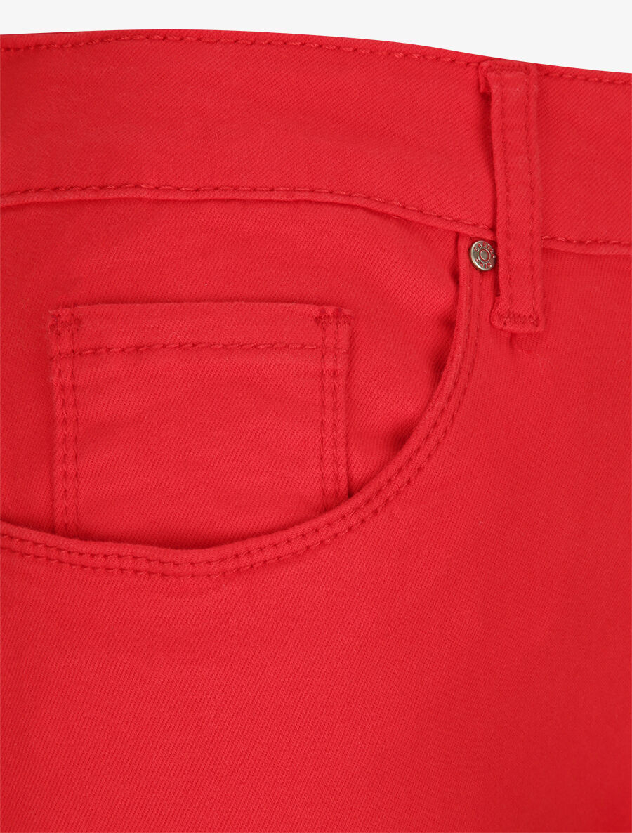 Jean grande taille slim uni à taille haute - Rouge - 3
