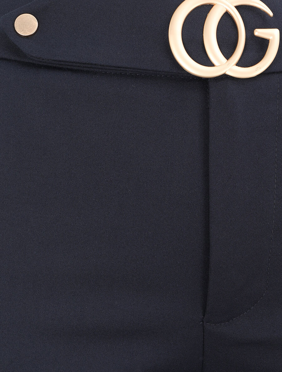 Pantalon droit à boucle stylisée - Marine - 3