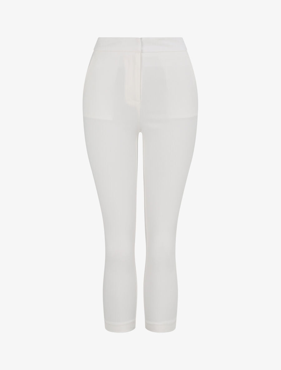 Pantalon stretch uni - Blanc - 1