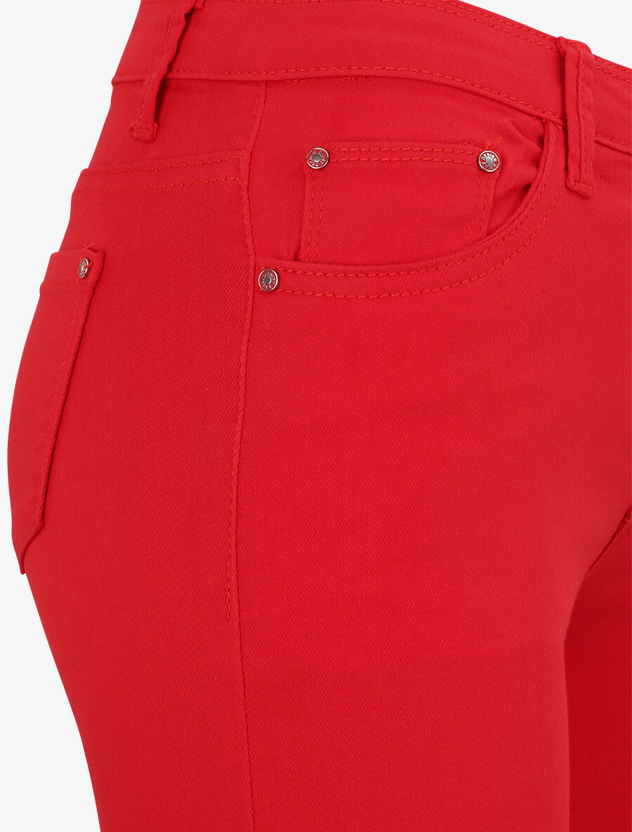 Jean skinny uni à taille haute - Rouge - 5