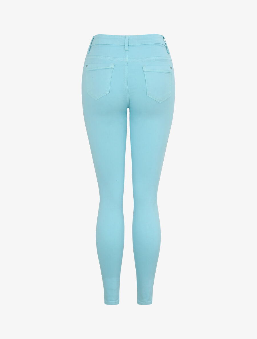 Jean skinny uni à taille haute - Bleu ciel - 4