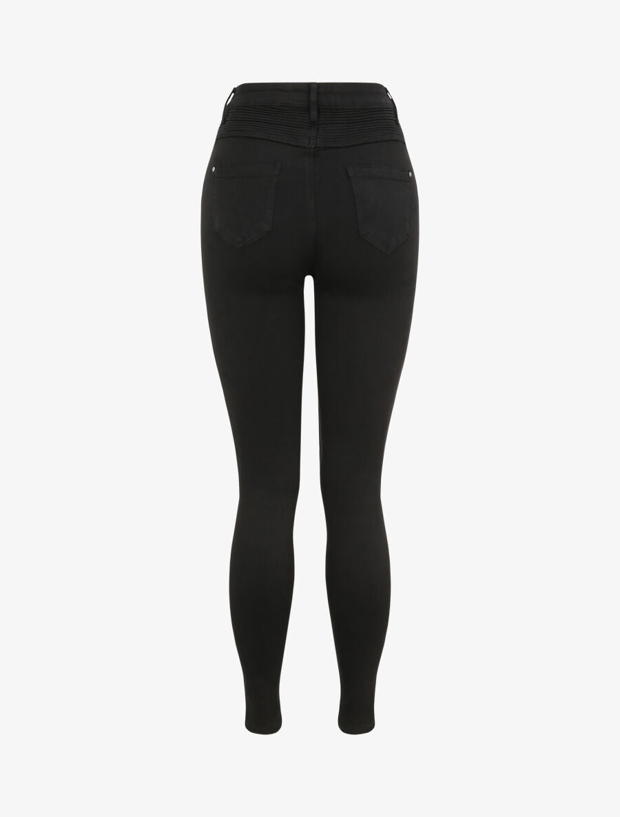 Jean biker skinny à taille haute - Noir - 2