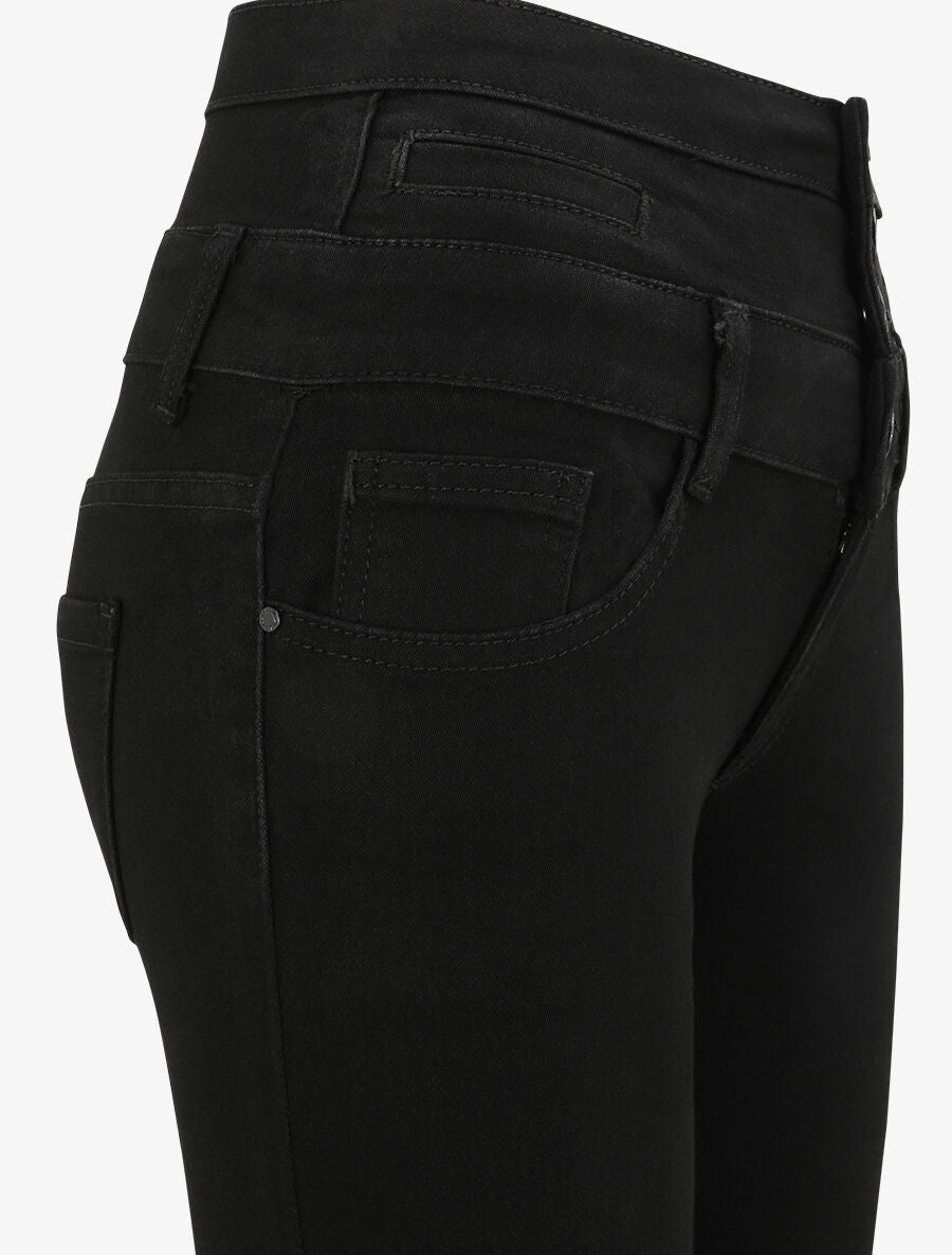 Jean skinny uni à taille empire - Noir - 3