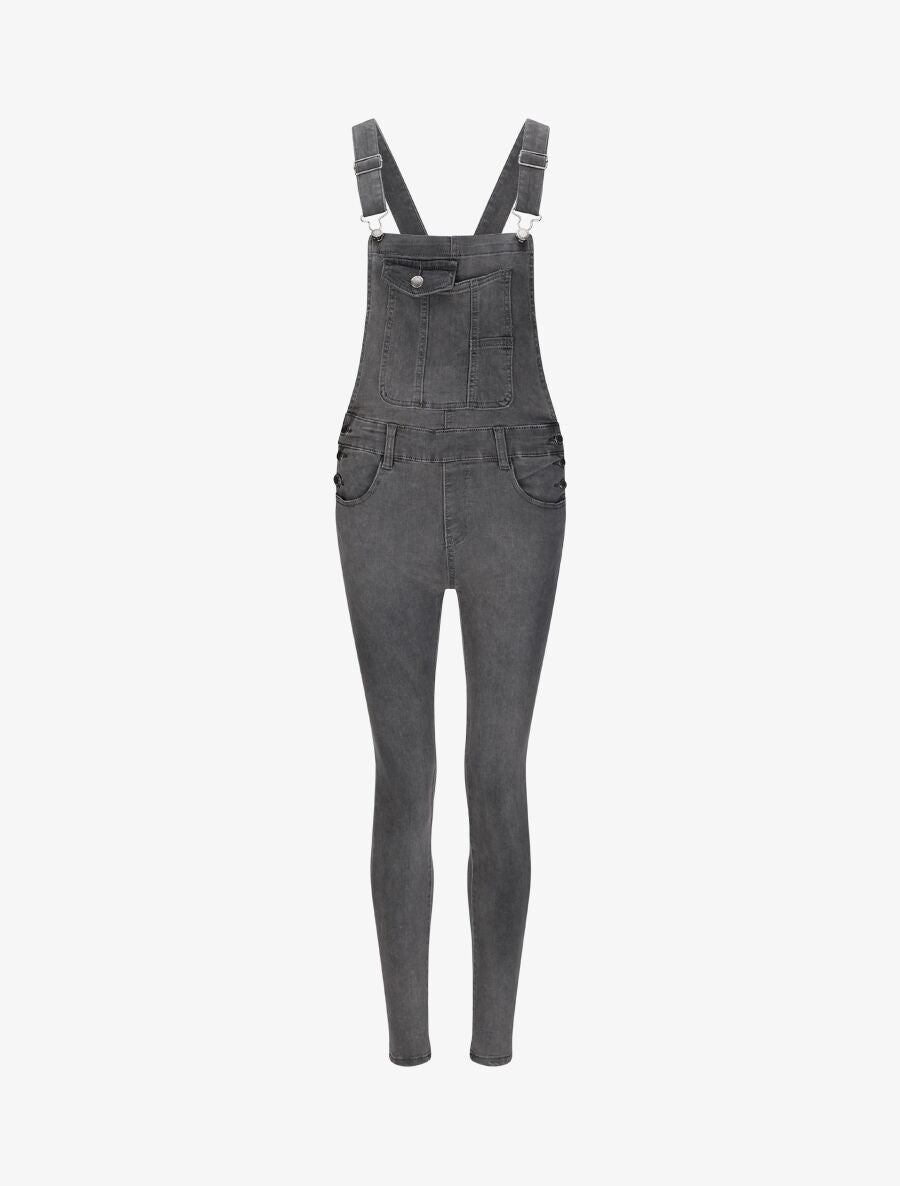 Salopette en jean skinny - Gris - 4