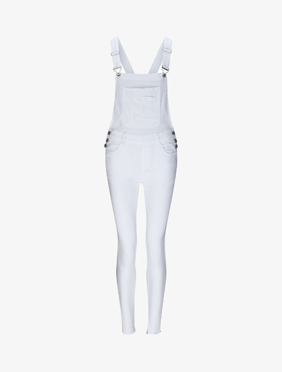 Salopette en jean skinny bords coupe franche - Blanc - 4
