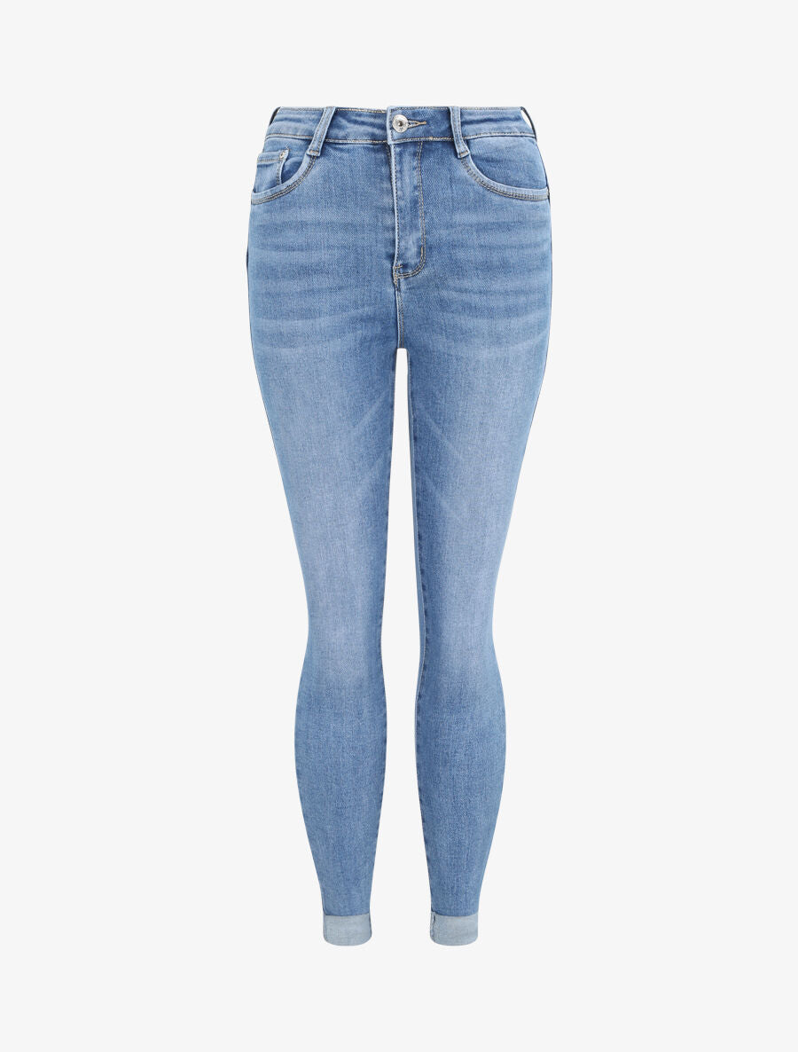 Jean slim push up à revers - Bleu denim - 4