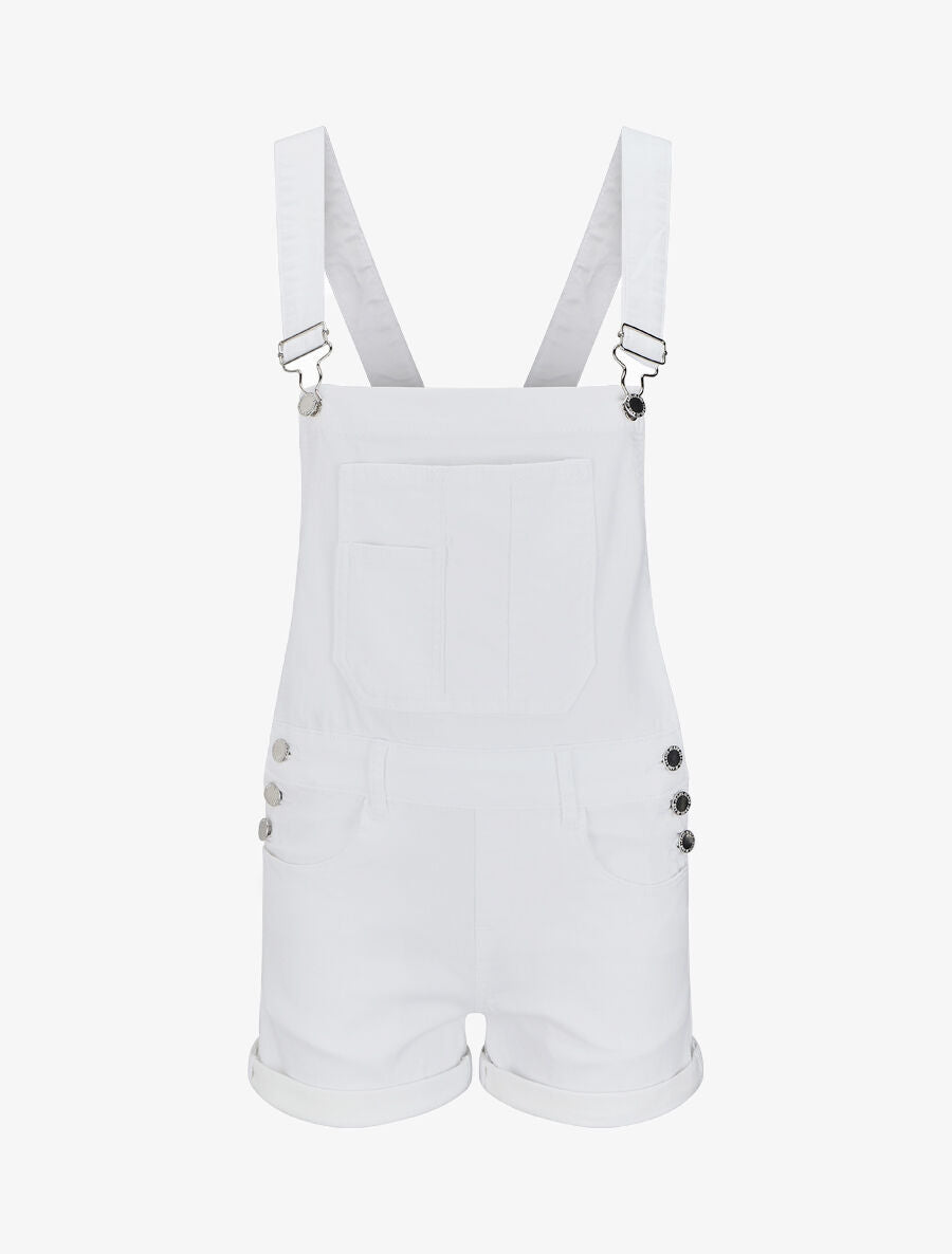 Salopette short en jean - Blanc - 4