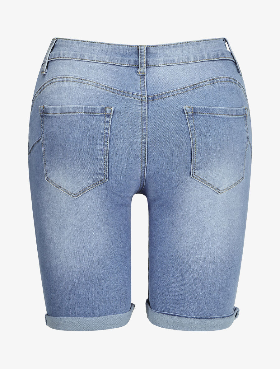 Bermuda push up déchiré - Bleu denim - 2