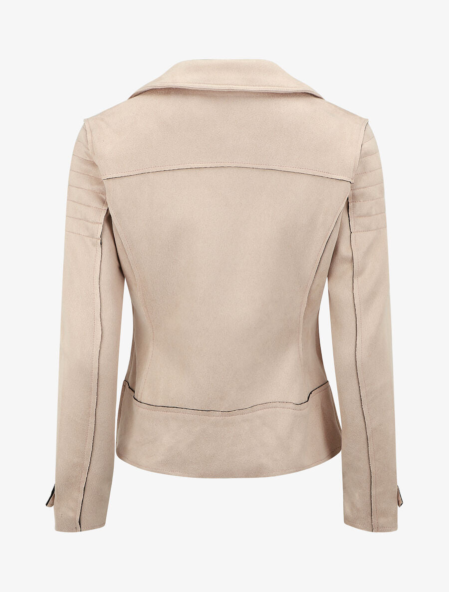 Veste style perfecto effet daim - Rose clair - 2