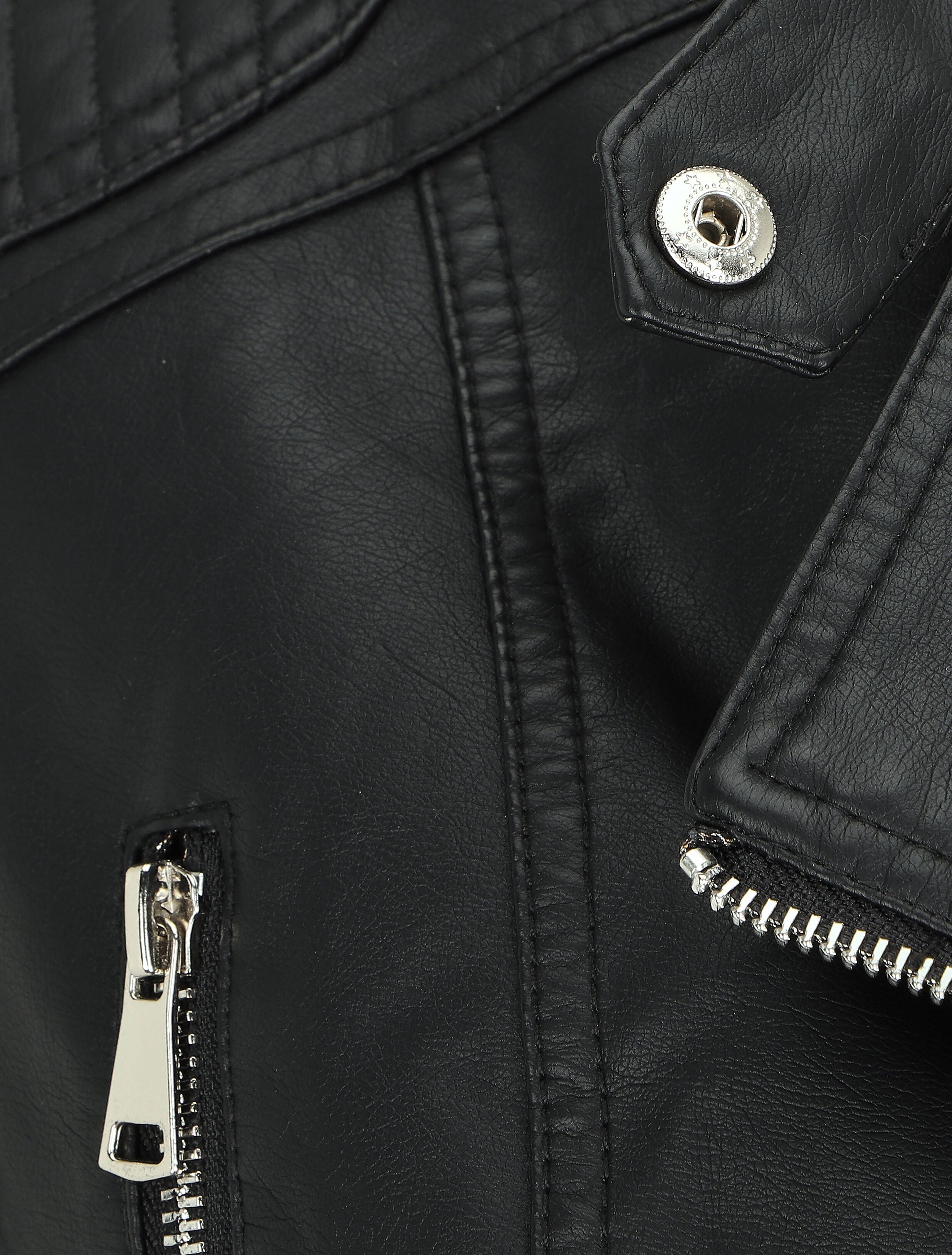 Veste en simili col montant - Noir - 3