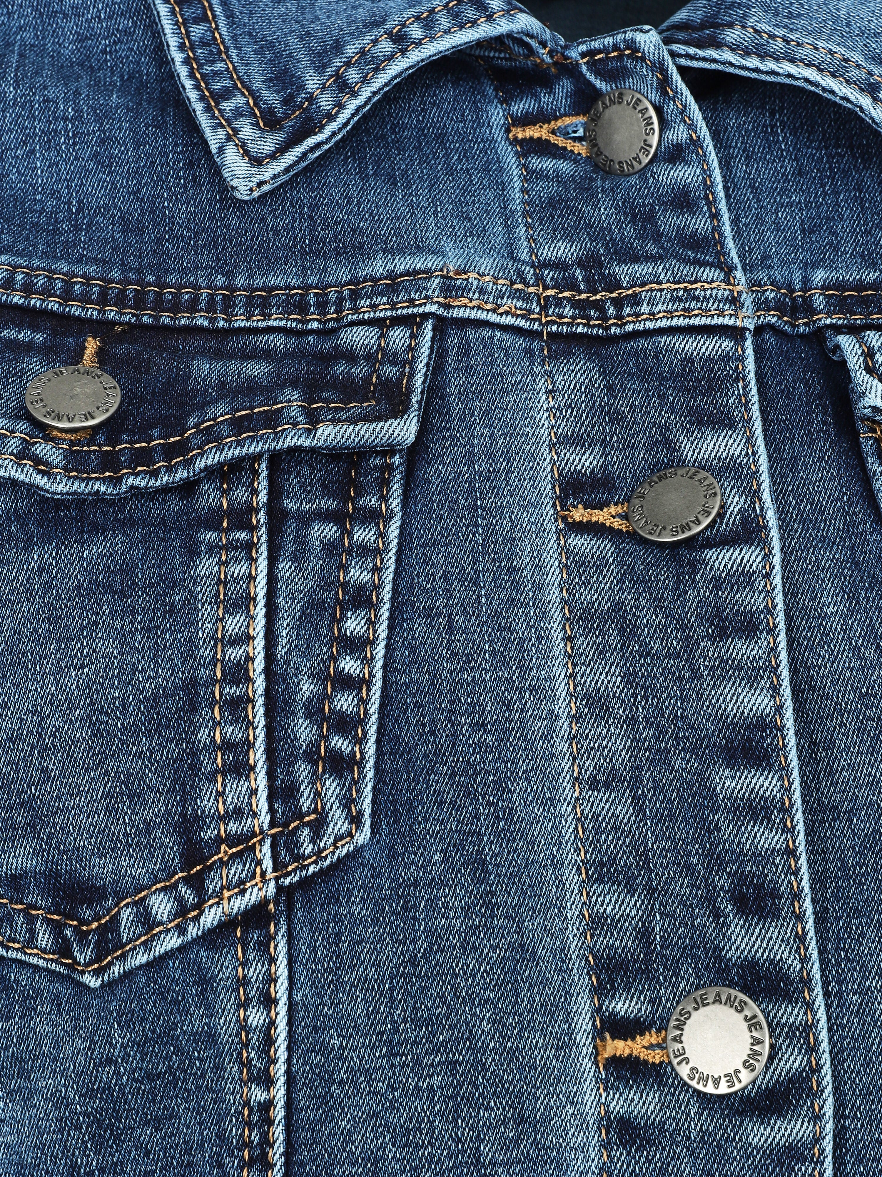 Veste en jean grande taille coupe droite - Bleu - 3