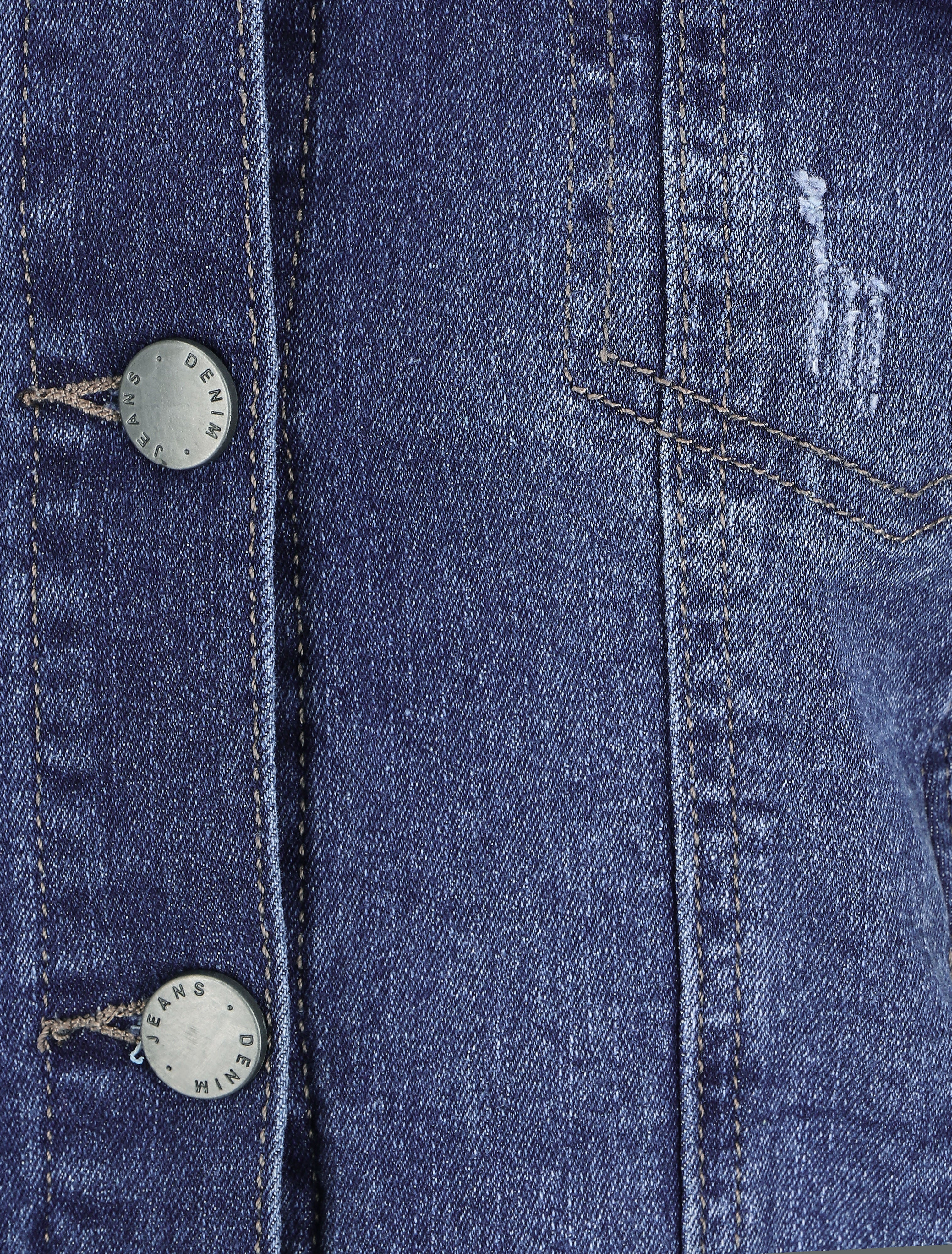 Veste en jean droite à détail griffures - Brut - 3