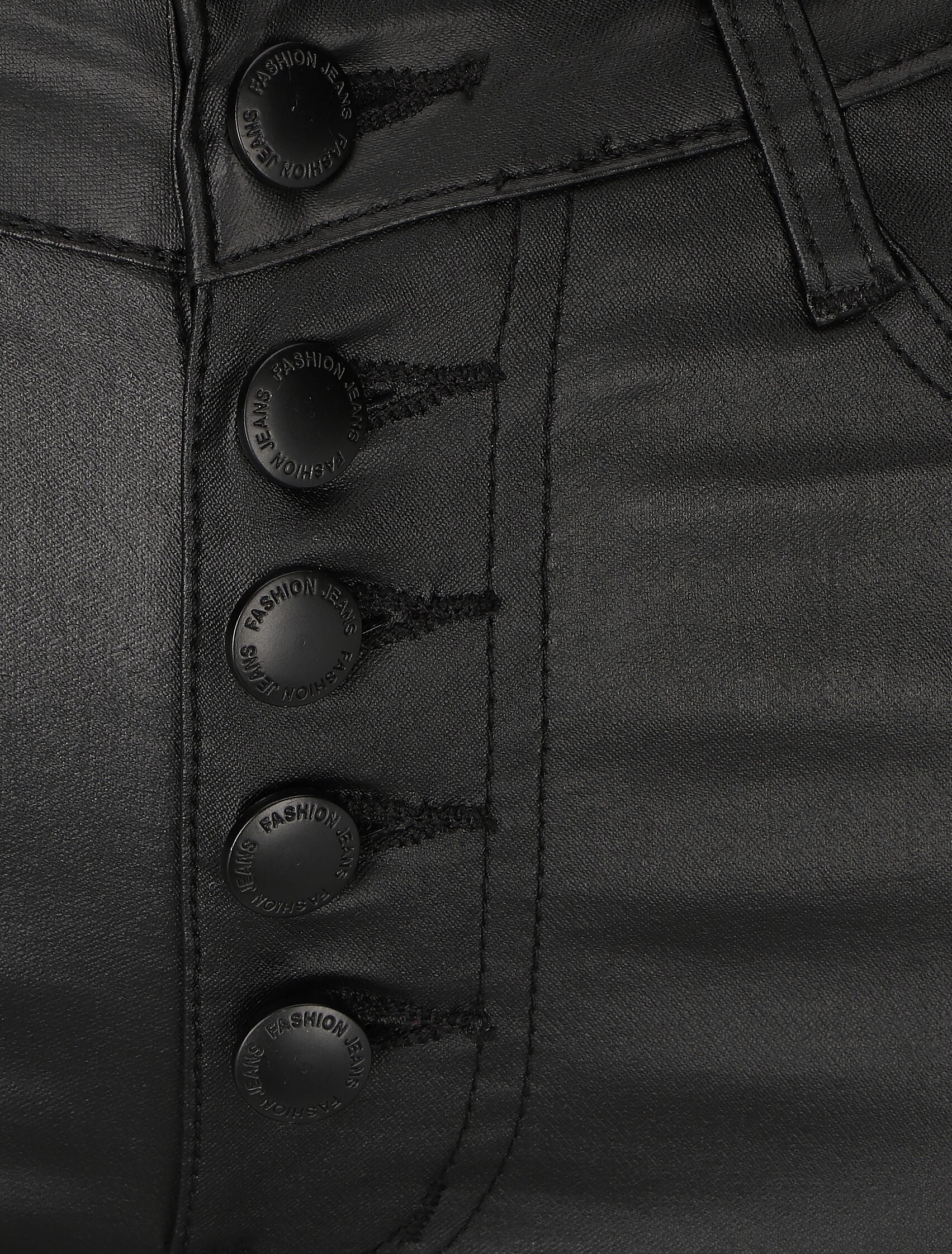 Jean skinny ciré push-up boutonnée - Noir - 3