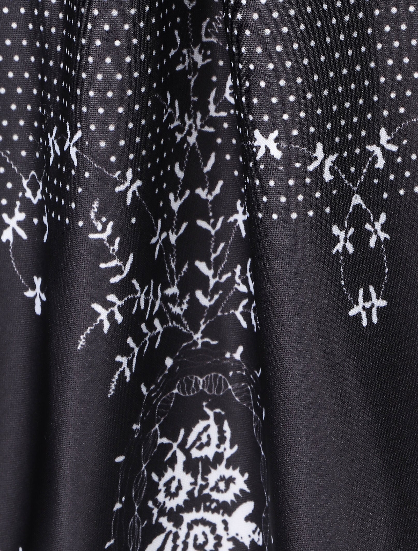 Robe patineuse à pois et fleurs - Noir - 3