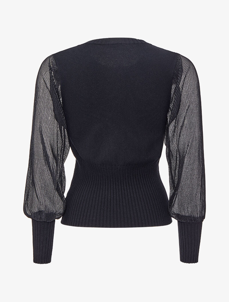 Pull à manches accordéon transparentes - Noir - 2
