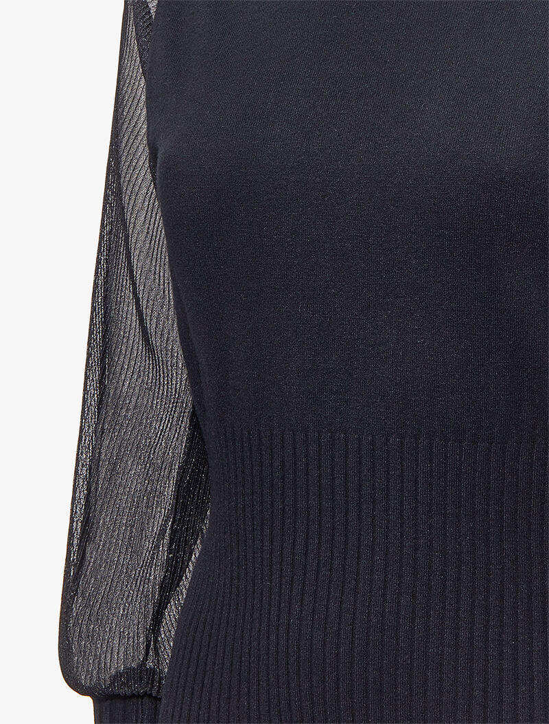 Pull à manches accordéon transparentes - Noir - 3