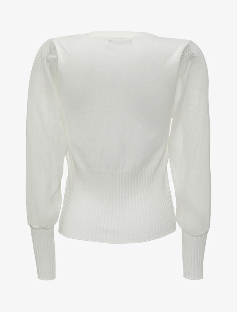 Pull à manches accordéon transparentes - Blanc - 2