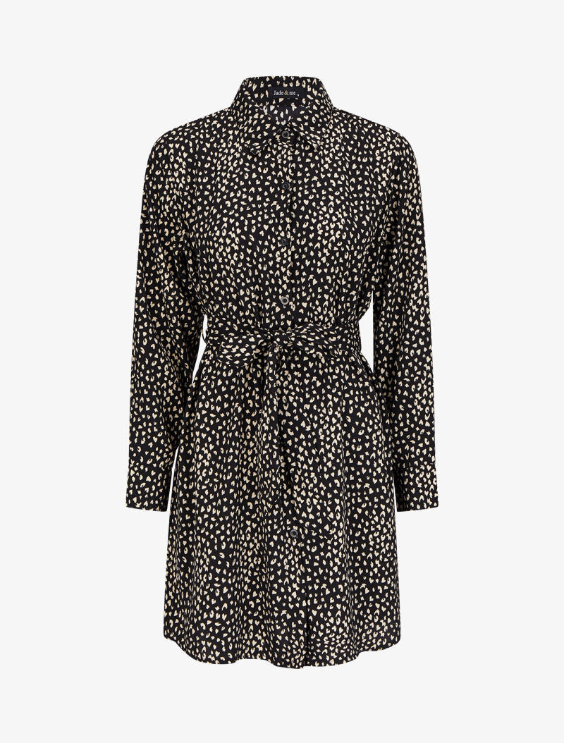 Robe chemise à imprimé moucheté - Noir - 4