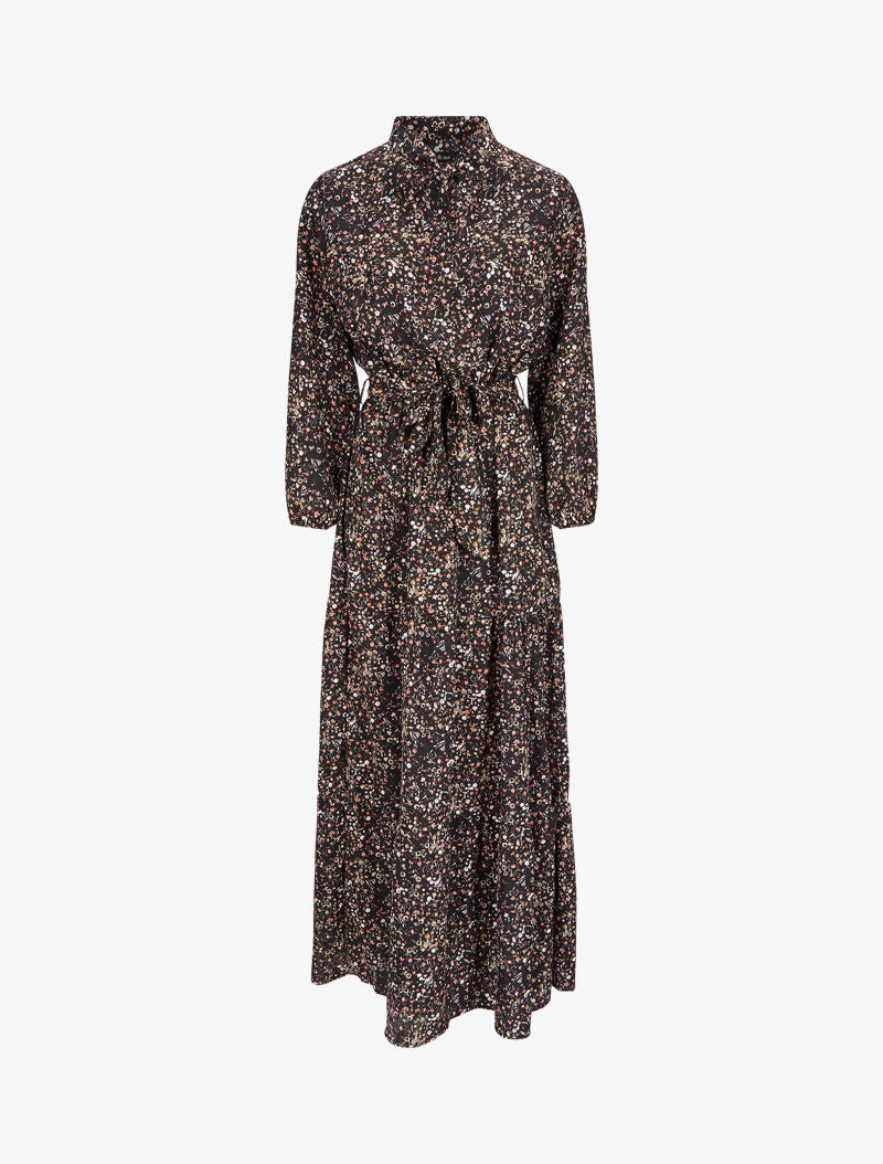 Robe longue à imprimé fleurs sauvages - Noir - 3