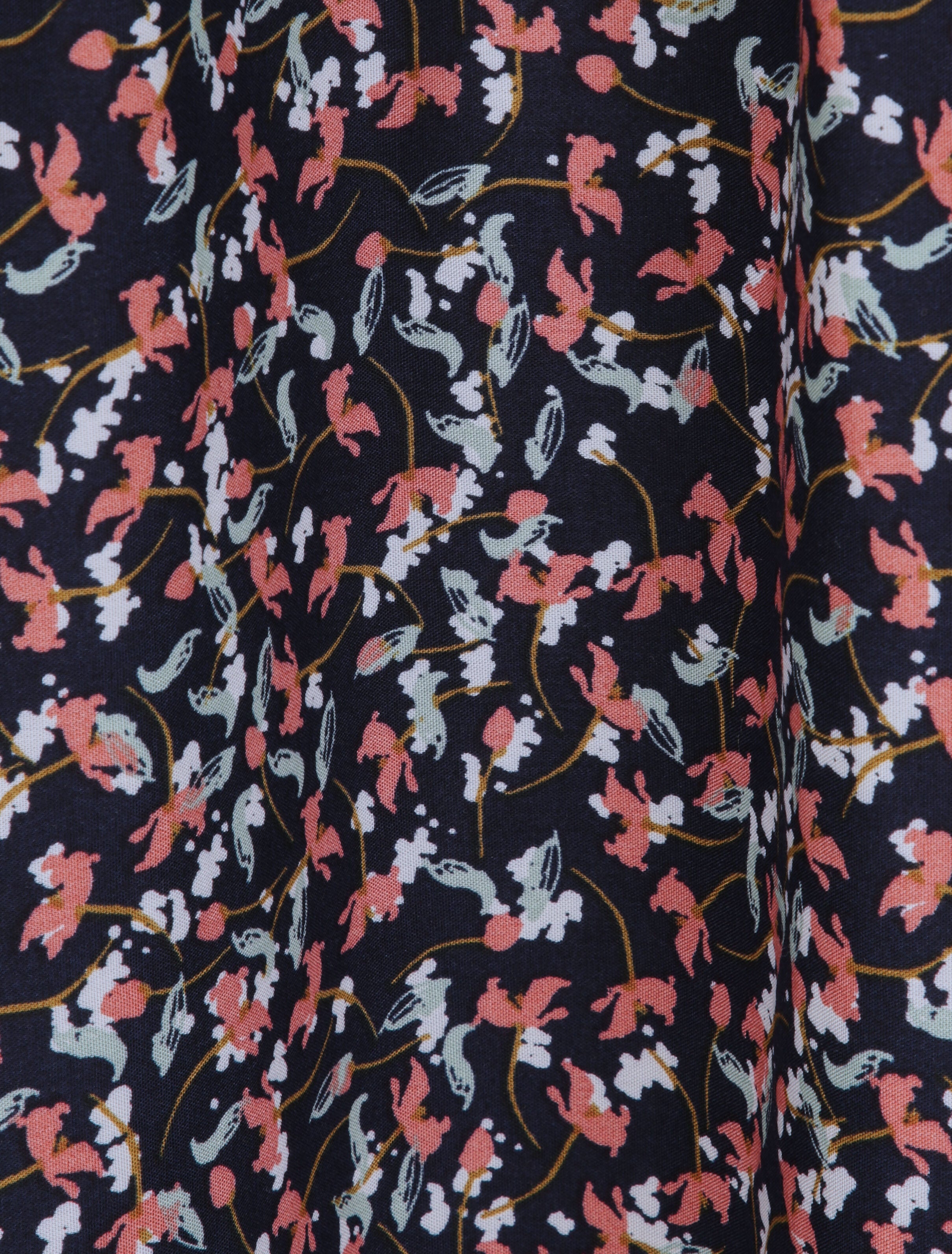 Robe longue à fleurs graphiques et à fines broderies - Marine - 4
