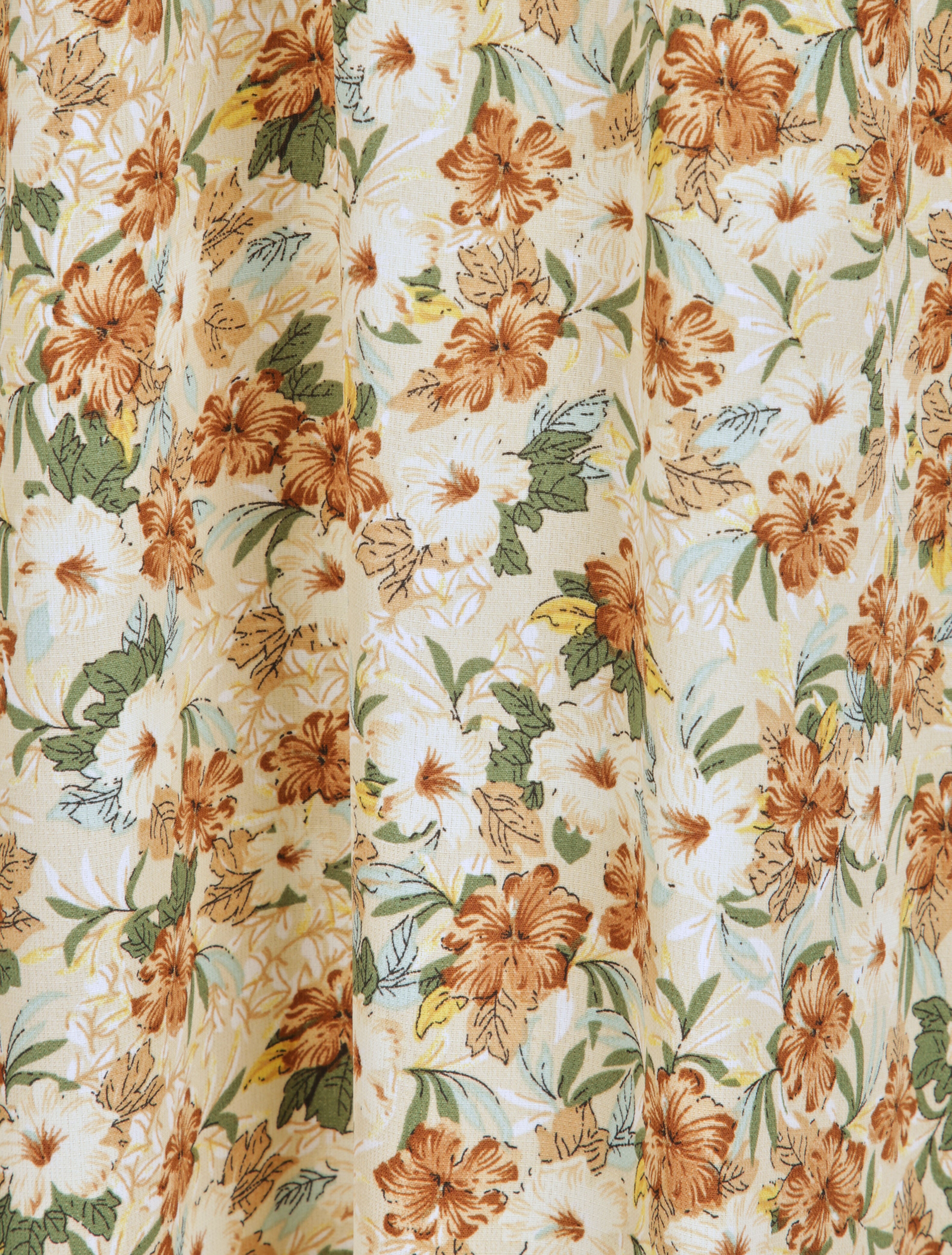 Robe longue fleurie et à fines broderies - Beige - 5