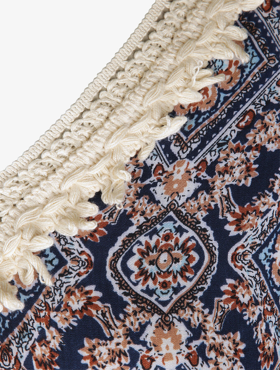 Robe longue imprimée baroque et détail brodé - Marine - 3
