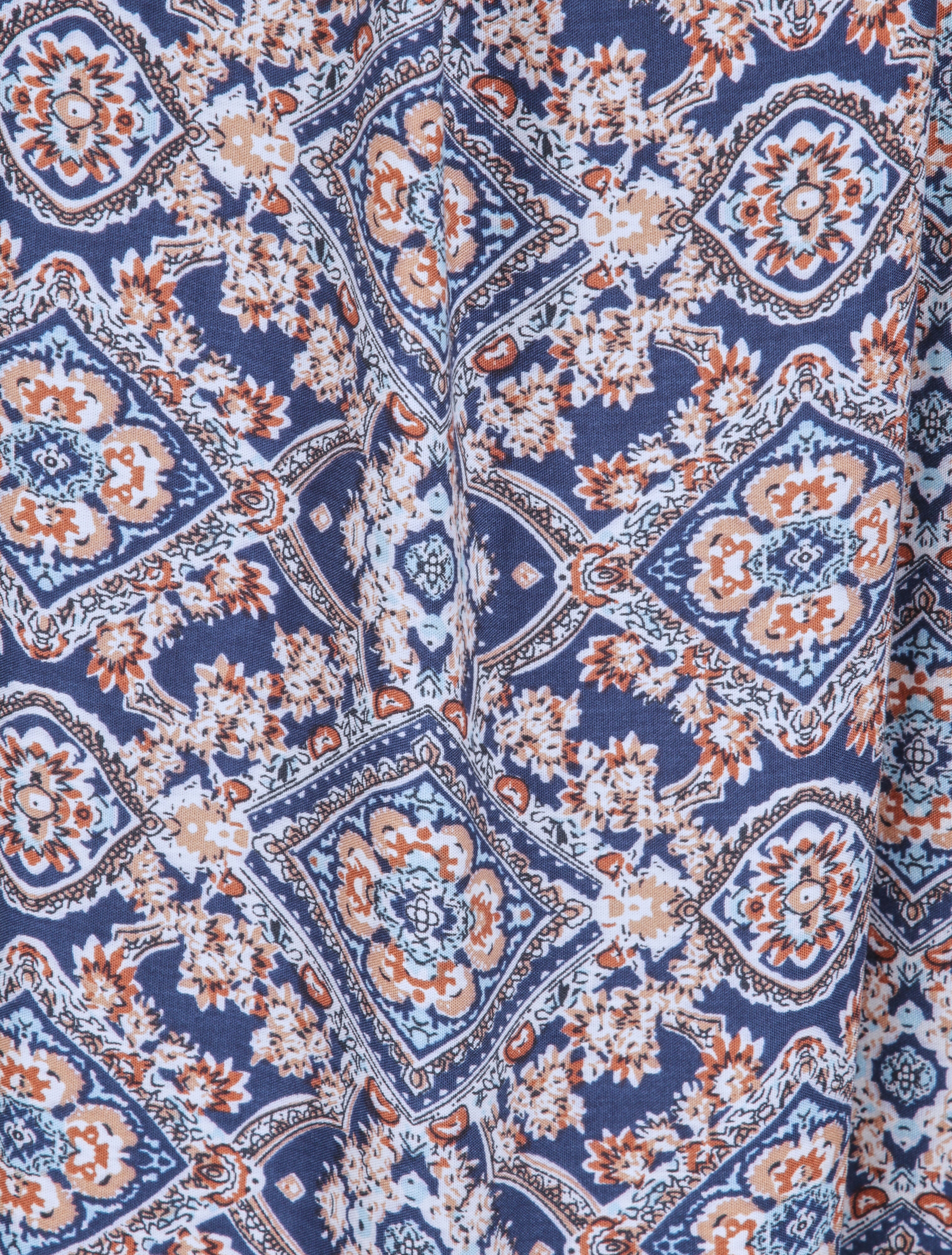 Robe longue imprimée baroque et détail brodé - Marine - 4