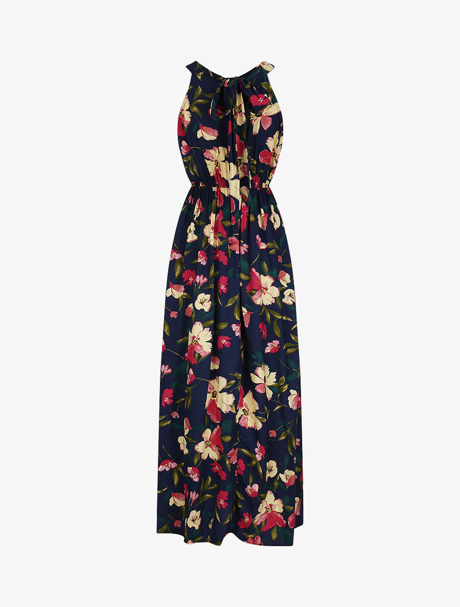 Robe longue imprimée marguerites géantes - Marine/rose - 2