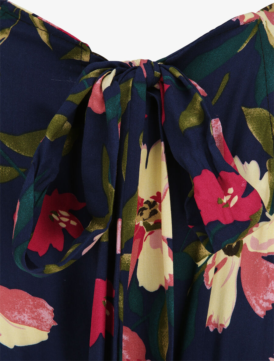Robe longue imprimée marguerites géantes - Marine/rose - 3