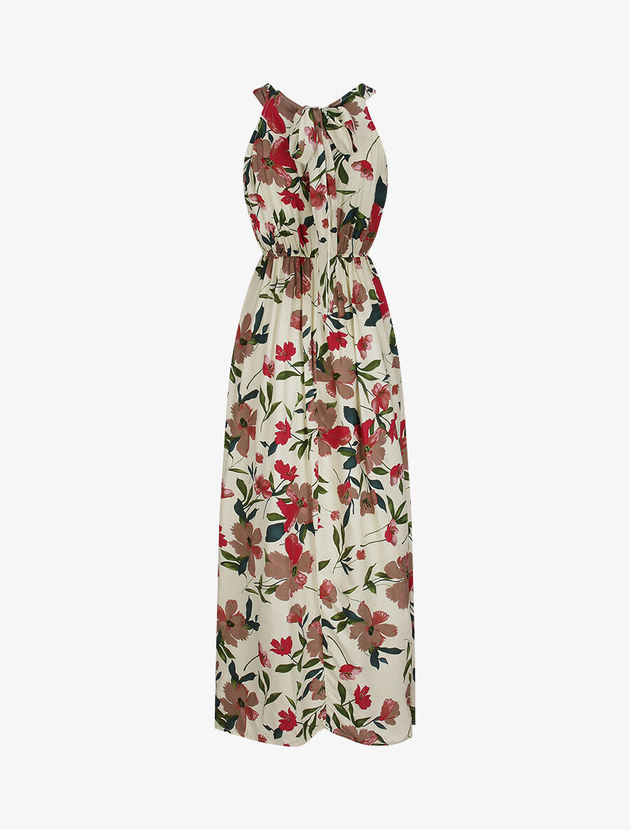 Robe longue imprimée marguerites géantes - Beige/rose foncé - 2