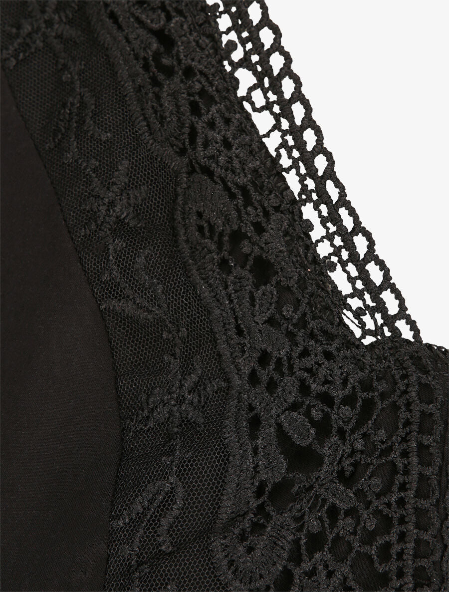 Robe longue à manches volantées - Noir - 3