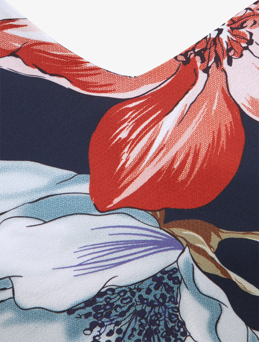 Débardeur carré à motifs fleurs abstraites - Marine - 3