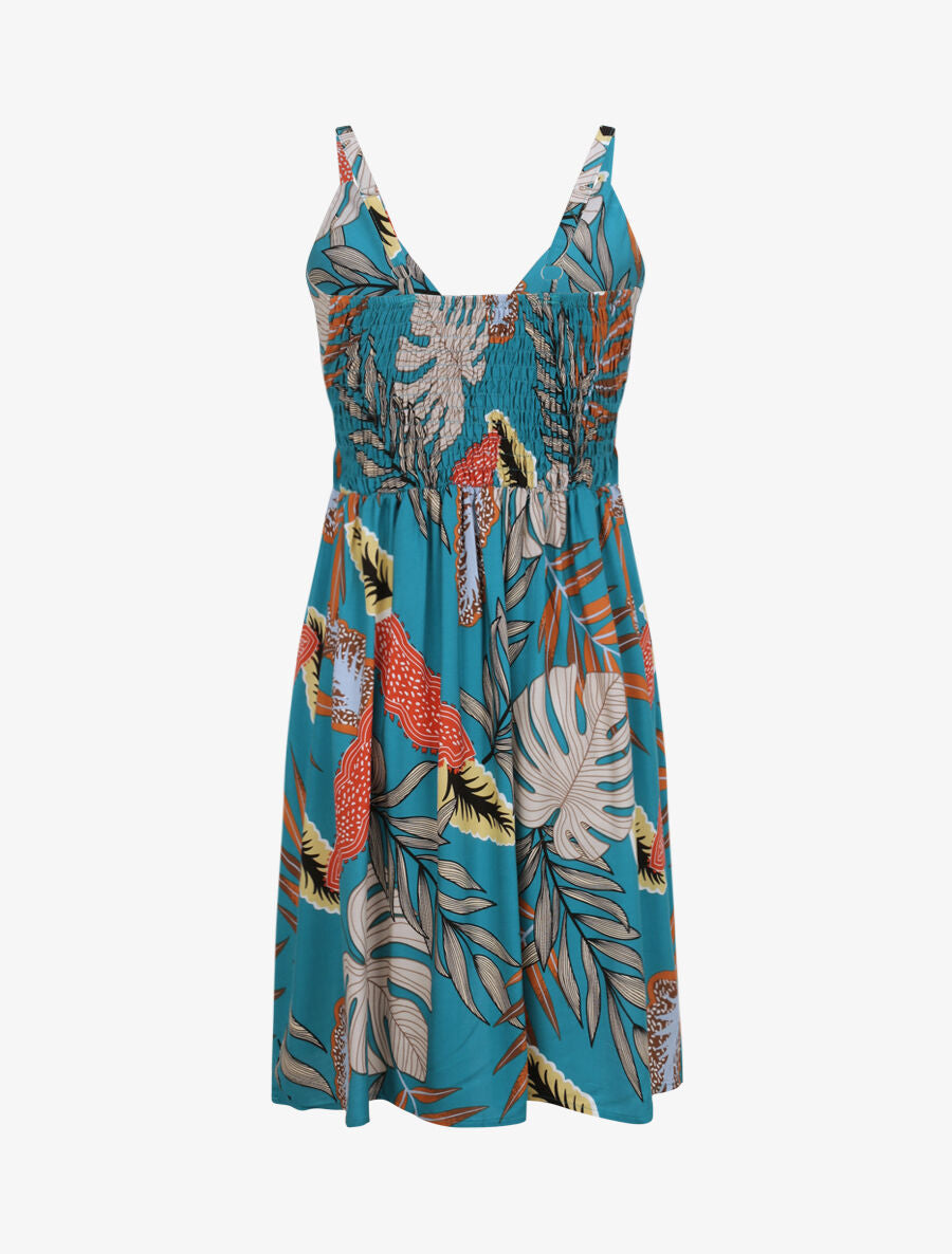 Robe patineuse imprimé feuilles exotiques - Vert - 2