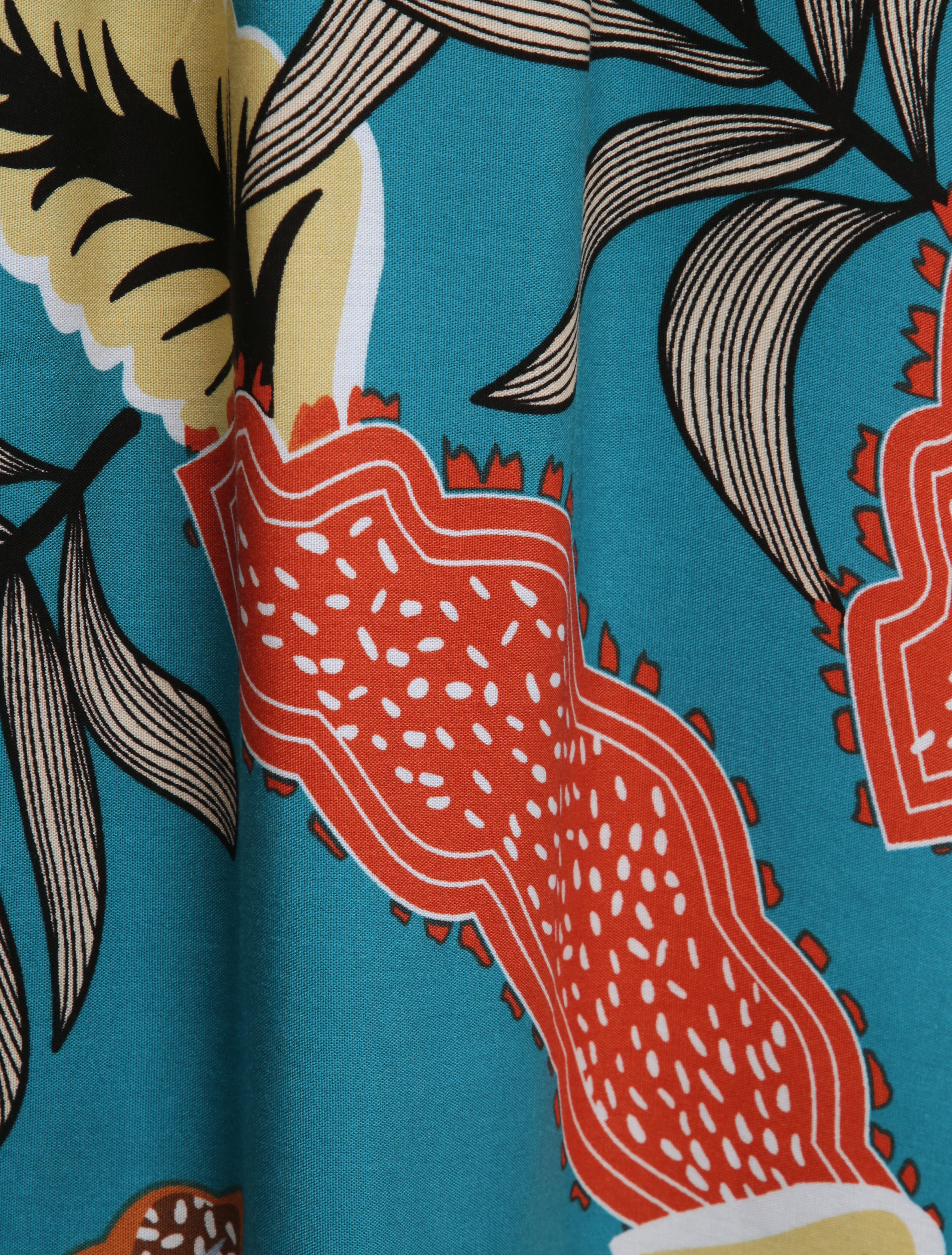 Robe patineuse imprimé feuilles exotiques - Vert - 4