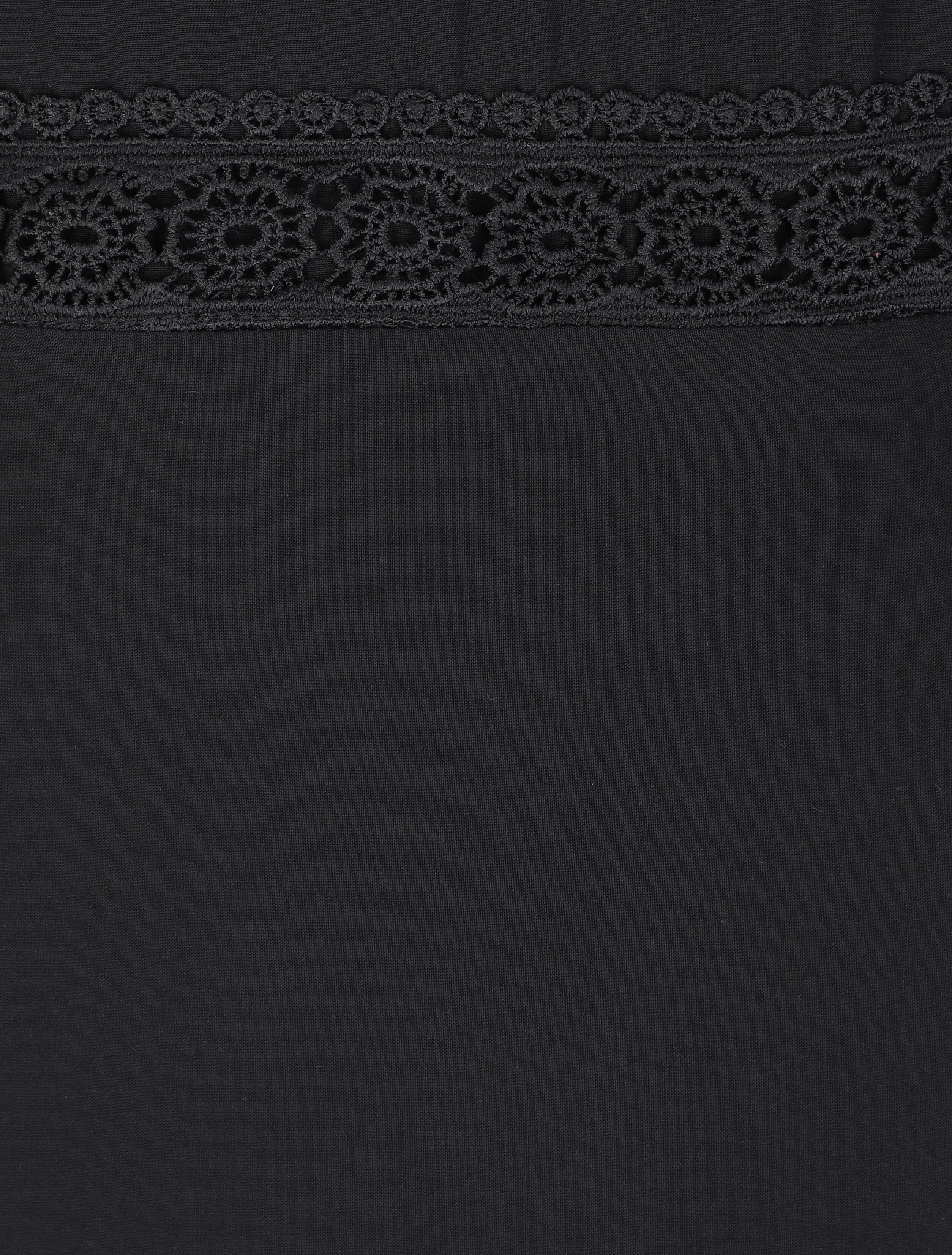 Robe longue évasée unie à taille en crochet - Noir - 3