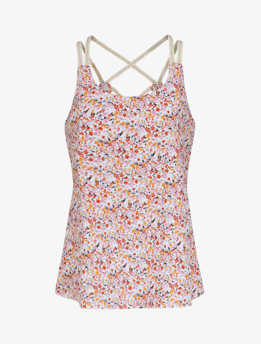 Débardeur carré à imprimé pivoines - Rose - 5