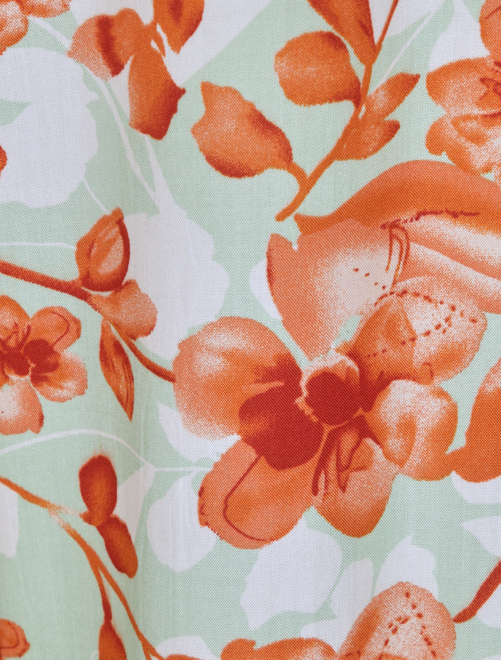 Pantalon fluide motifs pétales de roses - Vert amande - 4