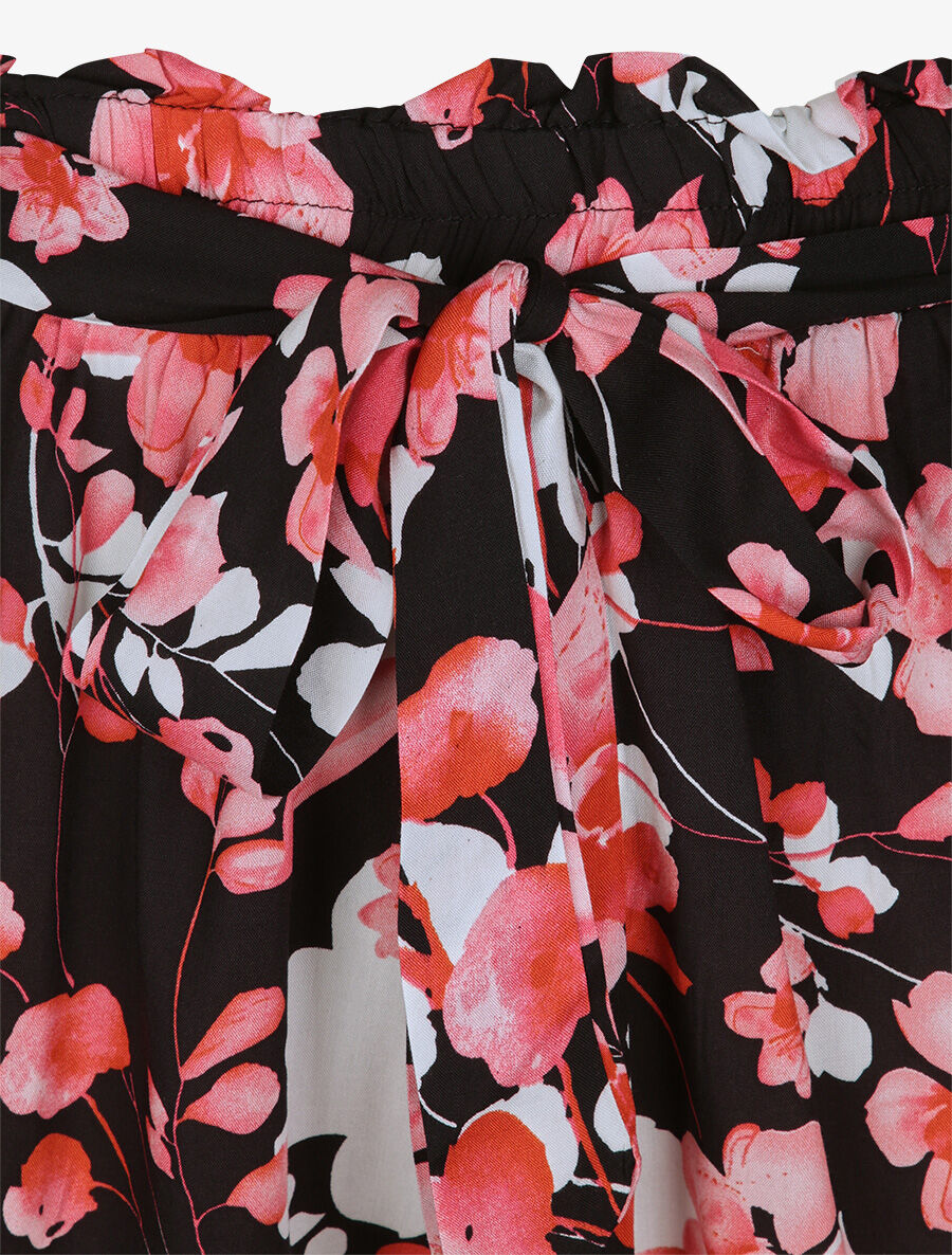 Short fluide motifs pétales de roses - Noir - 3