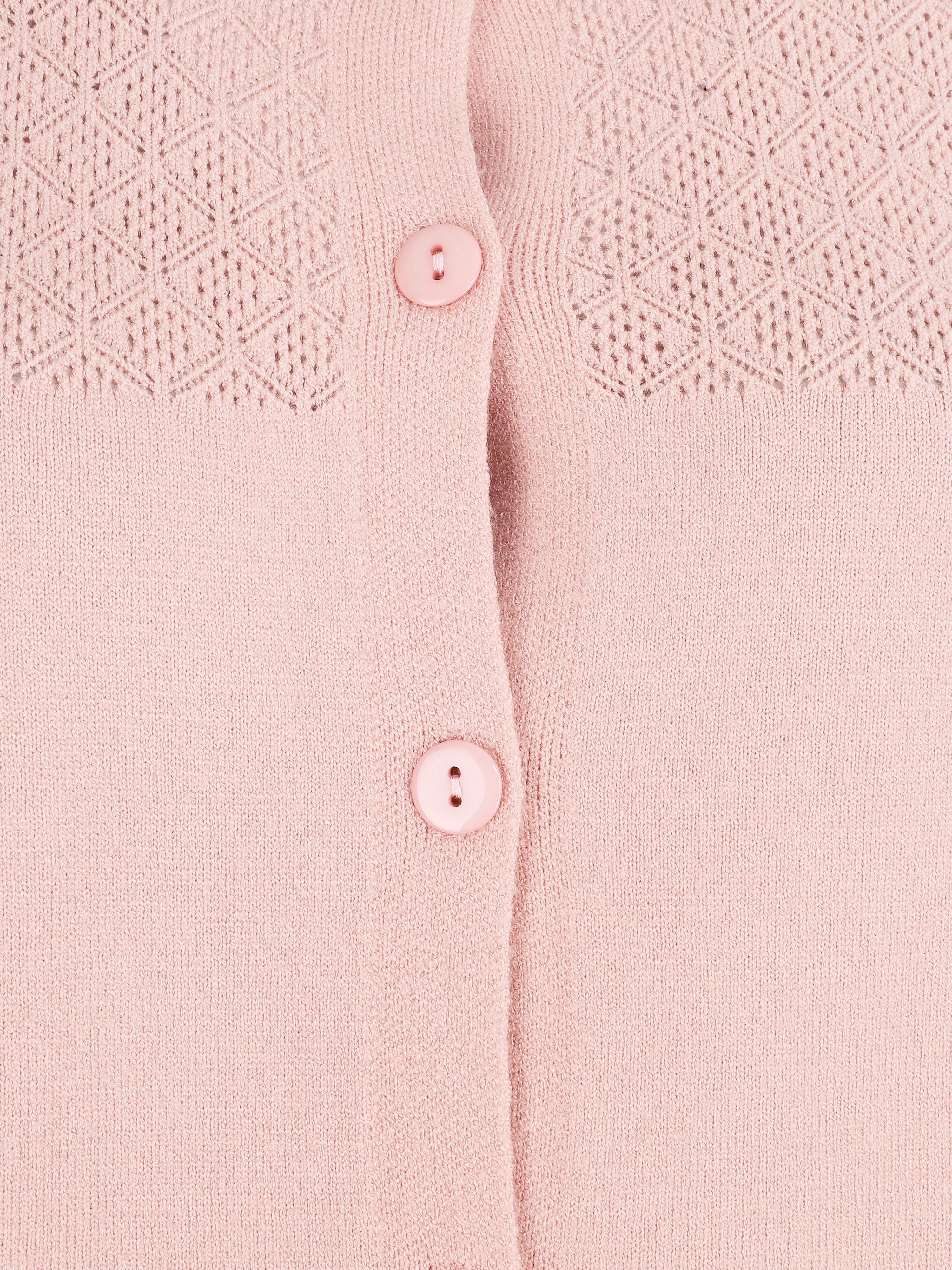 Gilet uni à manches longues - Rose poudré - 3
