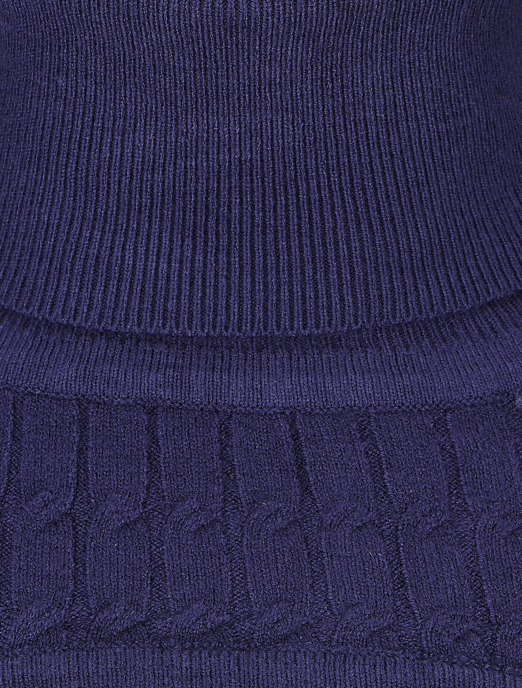 Pull col montant et decolleté ajouré - Marine - 3