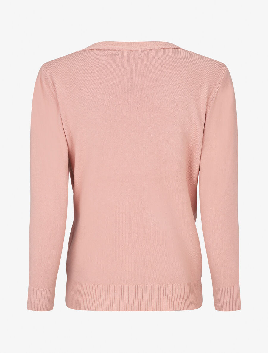 Pull cache-coeur à détail dentelle - Rose - 2