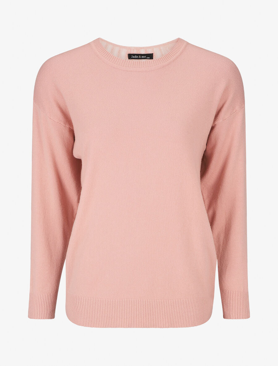 Pull manches 3/4 et dos fantaisie - Rose - 2