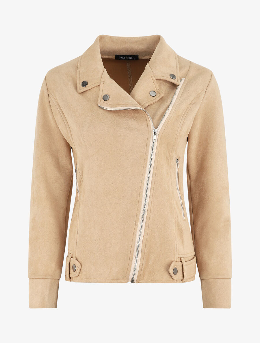 Perfecto droit en suédine - Beige - 4