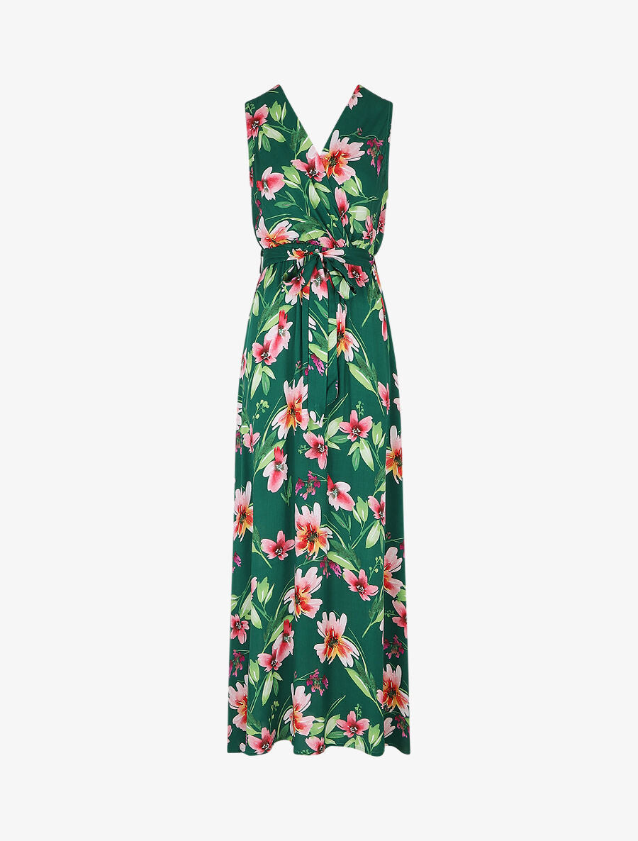 Robe longue à imprimé fleurs - Vert - 1
