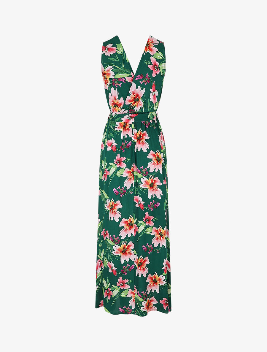 Robe longue à imprimé fleurs - Vert - 2