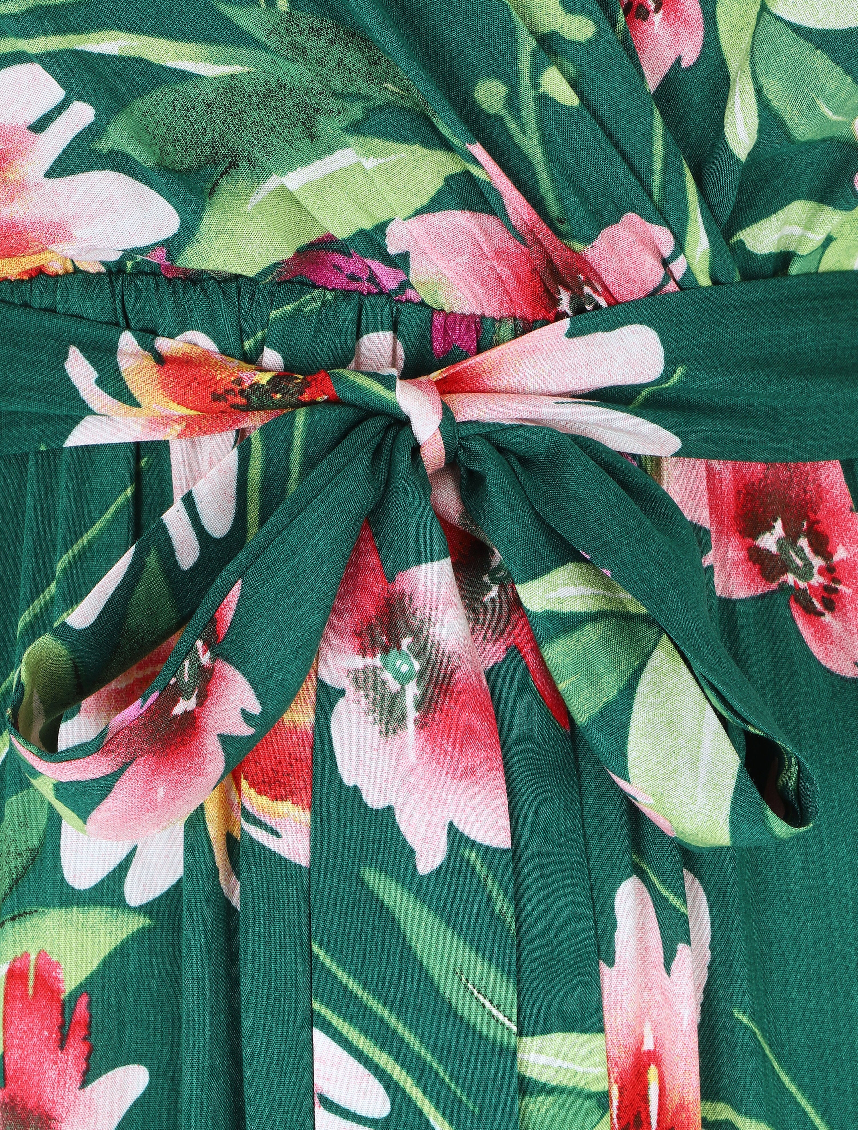Robe longue à imprimé fleurs - Vert - 3